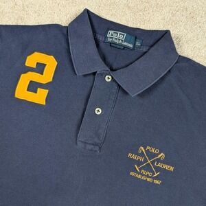 Polo Ralph Lauren Polo Shirt Mens XL Slim RLPC 2 Patch Crest Embroidered Cotton